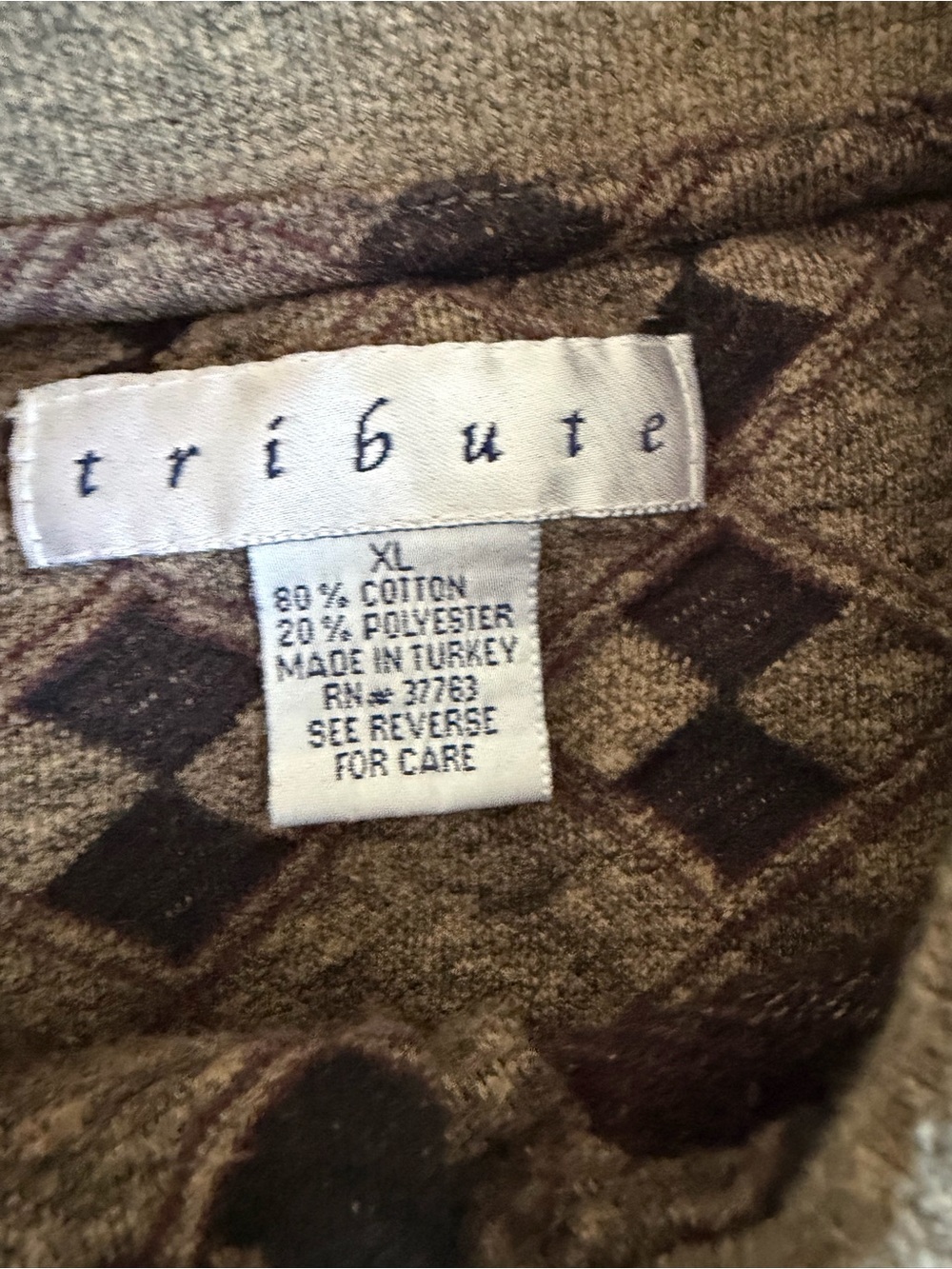 Vintage 1990’s Men's Short-Sleeve Polo Shirt in Brown Geometric Pattern - Picture 5 of 6